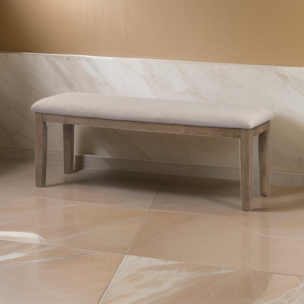 English Elm Rectangular Solid Wood Bench with Upholstered Seat for Bedroom or Entryway B056P416795