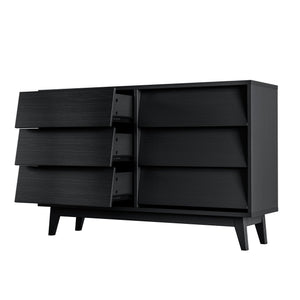English Elm 6 Drawer Double Dresser with Vintage Bevel Design, Solid Wood Legs, Smooth Metal Runners, Sturdy Storage Organizer W578P170159