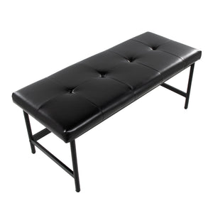 English Elm Bench Upholstered in Faux Leather with Powder Coated Frame for Bedroom or Entryway B202S02134
