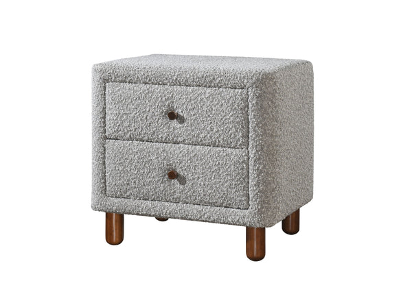 English Elm Cleo Boucle Upholstered Nightstand with Two Drawers for a Soft Bedroom Aesthetic B2756P493474
