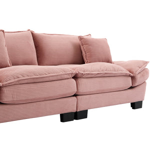 English Elm Corduroy Modern Sofa Sleeper Loveseat with Double-Layer Cushions, Two Pillows, Sturdy Frame 84" Pink W676P227339