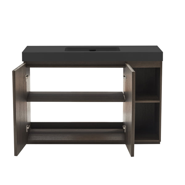 English Elm Grace Floating Walnut Vanity with Solid Surface Sink and Soft Close Storage Drawers Oak,Smoke W1865S00225
