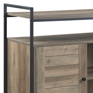 English Elm Baina Rustic Oak & Black TV Stand for up to 50" – Industrial Modern Media Console with Storage Shelves and Doors B2726P256334