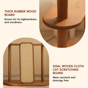 English Elm Geometric Cat Tower Oak Veneer Rubberwood Sisal Chenille Acrylic Pod Modern Home W3136P445672