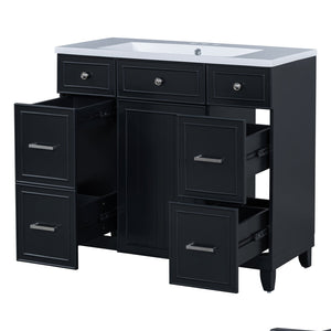 English Elm 36" Matte Black Shaker Vanity with Resin Sink Solid Wood 3 Drawer Soft Close SV000003AAB