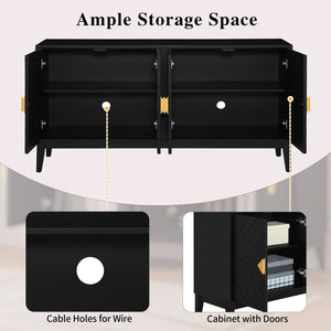 English Elm Christopher Knight Home® - 4-Door Elegant Sideboard Storage Cabinet With Gold Handles - Modern Black Design For Living & Dining N759P192449B