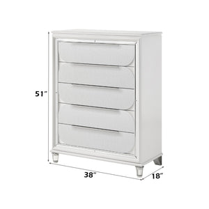 English Elm Tarian Pearl Dresser with Acrylic Crystal Legs and Embossed Fronts, Six Drawers plus Jewelry Trays White 41 L x 20 W x 51 H B2726P269296
