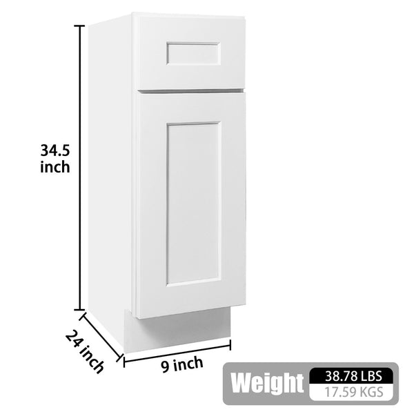 English Elm White Shaker Solid Wood Single Door Base Cabinet For Kitchen, Laundry & Bath - Adjustable Shelves! T2950P361475-GIGA