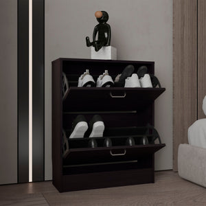 English Elm Inola Black Wengue Two-Door Shoe Cabinet with Adjustable Shelves — Sleek Concealed Storage for 12 Pairs B070P368051