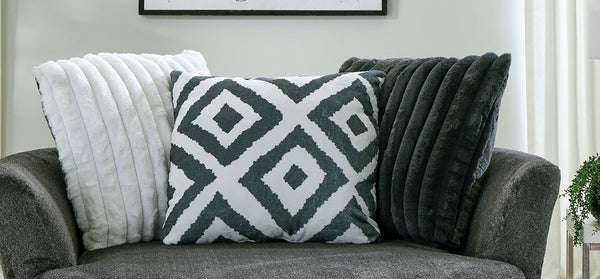 English Elm Gun Loughlin Swivel Chair Gun Metal Finish Curved Padded Arms Wooden Legs Reversible Cushions 59" B2741P380824