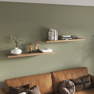 English Elm Ecco 47" Oak Floating Shelves Set of 2 — Sleek Matte Finish, Hidden Brackets, Sturdy 47-inch Storage B070P368095