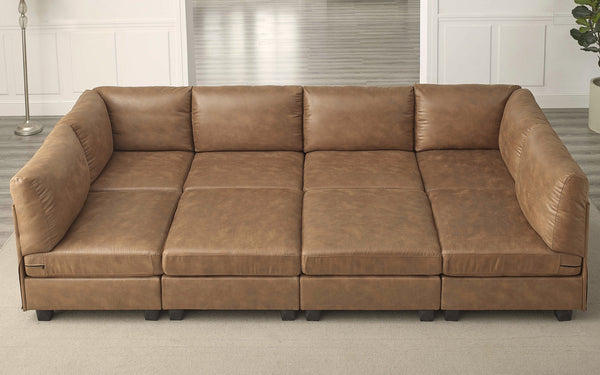 English Elm Faux Leather Modular Sectional Sofa Reconfigurable Pu Upholstery Living Room B2748S00044