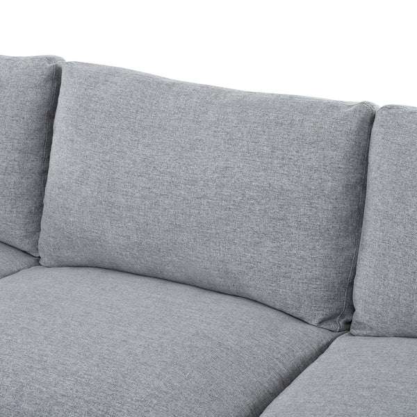 English Elm U_style Six Seat Chenille U Shaped Sectional Modular Sofa with Movable Ottomans Grey WY000474AAE