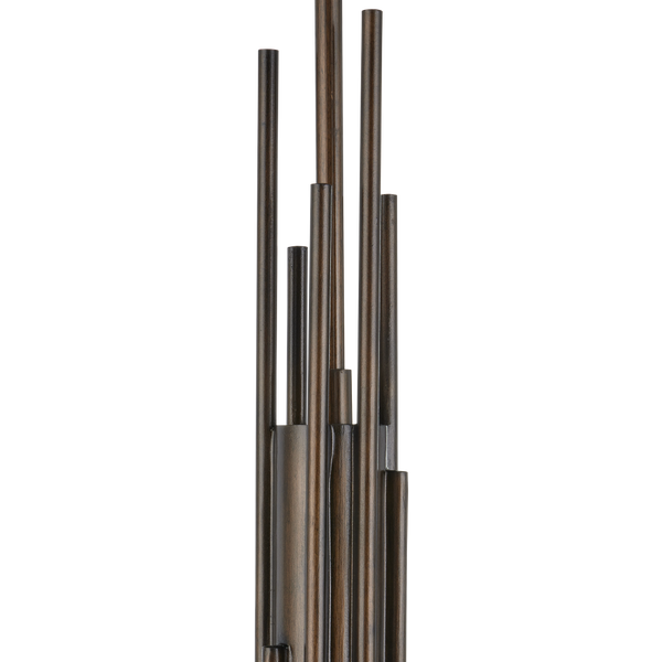 Archetype Chandelier - Statuary Bronze Elegance with Off-White Linen Shades for Contemporary Spaces