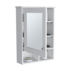 English Elm Vina Mirrored Medicine Cabinet 29" High with Three Concealed Shelves and Two Open Display Shelves White 34.7 L x 23.3 W x 4.8 H B070P234358