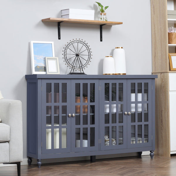 English Elm Homcom Modern Buffet Cabinet With Tempered Glass Doors, Adjustable Shelf & Stylish Gray Finish W2225P217376