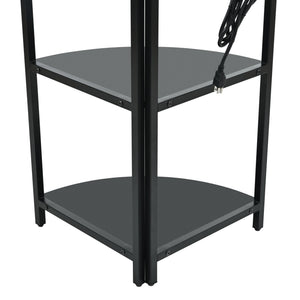 English Elm 5 5 Tier Corner Shelf LED with USB Plug, Black Metal+MDF Tall Narrow Standing Shelf for Corners W420P207358