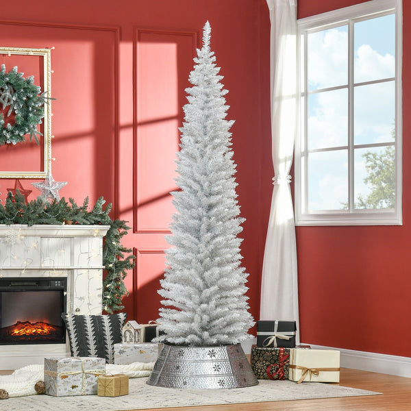 English Elm Homcom Slim Black Pencil Christmas Tree 6ft Artificial with 390 Branch Tips Unlit W2225P229788