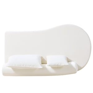 English Elm 138.6" Curved Modular Sectional Sofa Low Profile High Density Foam Living Room Lounge White N767P366006W