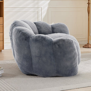 English Elm Lotus memory foam bean bag sofa with pull ring — anti-fouling faux fur, non-slip base, cozy support Gray W2311P357141