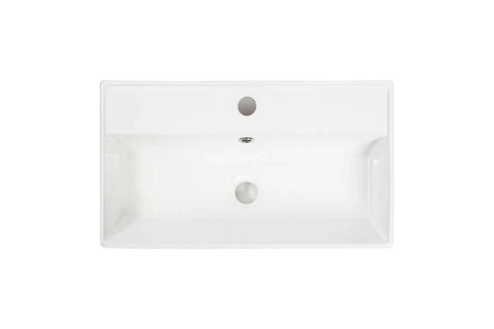 English Elm 21.6" Ceramic Vessel Sink Glossy White Rectangular Basin for Modern Bathroom Vanity W1573P446795