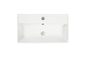 English Elm 21.6" Ceramic Vessel Sink Glossy White Rectangular Basin for Modern Bathroom Vanity W1573P446795
