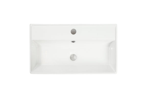 English Elm 21.6" Ceramic Vessel Sink Glossy White Rectangular Basin for Modern Bathroom Vanity W1573P446795