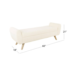 English Elm Rae Sherpa Upholstered Storage Ottoman Bench with Hinged Lid and Wood Legs B056P412630