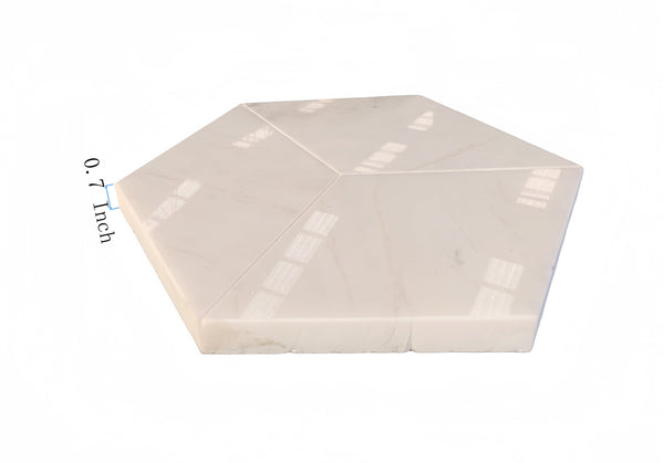 English Elm Hexagon Marble Tile: Snow Mountain White Natural Stone For Luxurious Walls & Floors, 12 Pcs Box W1696P262341