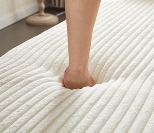 English Elm Modern Full Size Folding Sofa Bed with Plush Corduroy, 2 Pillows, 15" Foam Mattress, No Assembly Required Beige+White W1885P347080