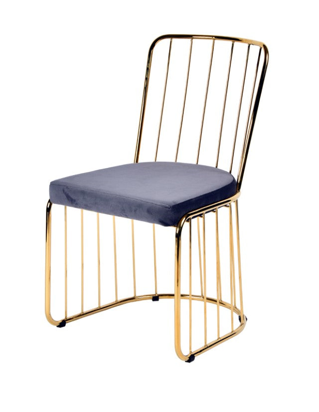 VIG Furniture Holly Grey Fabric Dining Chair Set Of 2 — Plush Velour Seats, Gold U‑Frame, Rubber Stoppers, 270Lb Capacity VGFH-FDC6082-GRY