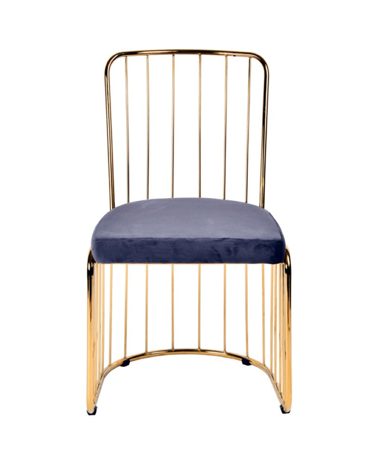 VIG Furniture Holly Grey Fabric Dining Chair Set Of 2 — Plush Velour Seats, Gold U‑Frame, Rubber Stoppers, 270Lb Capacity VGFH-FDC6082-GRY