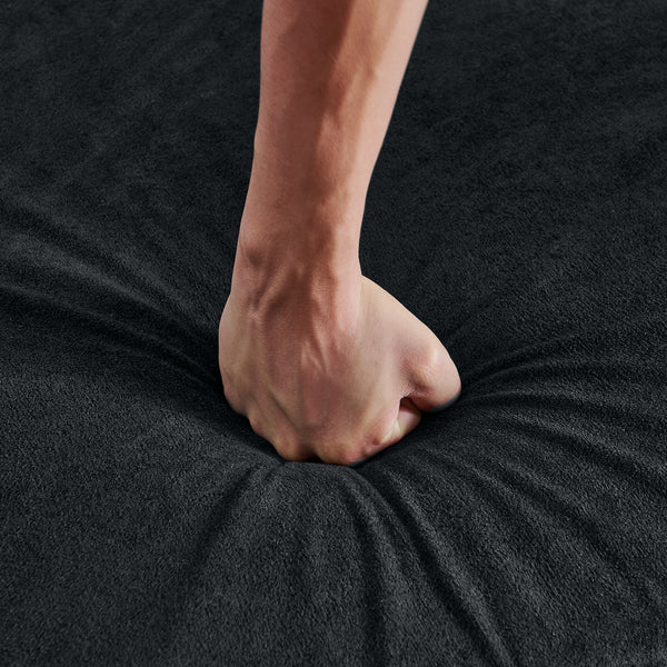 English Elm Modern Chenille Pull-Out Bed Sofa With Led Lights, Usb Ports, Cup Holders & Retractable Table, Black W1413S00098