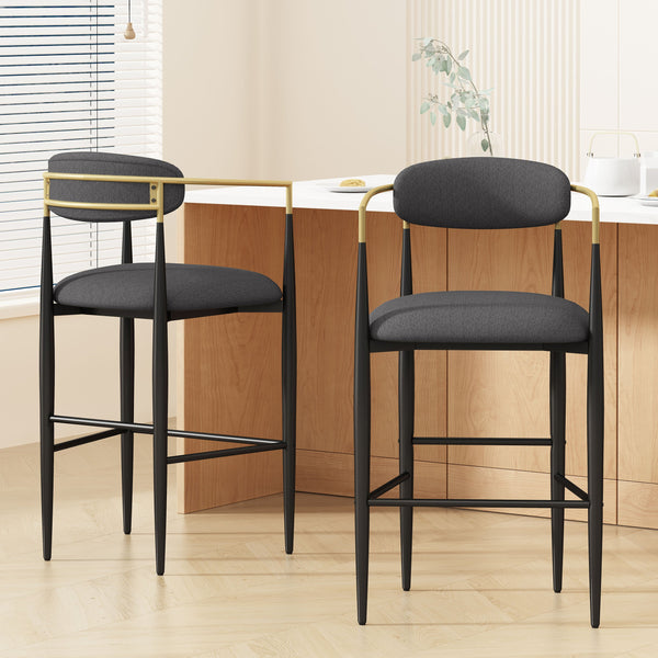 English Elm Christopher Knight Home® - Barstools Set Of 2 - Stylish Gray Upholstered Bar Stools With Backrest & Iron Legs For Versatile Spaces N779P248198G