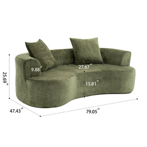 English Elm Moon modern sleeper sofa with extra-deep seat, sponge support & spring pack, green chenille comfort W2012P399193