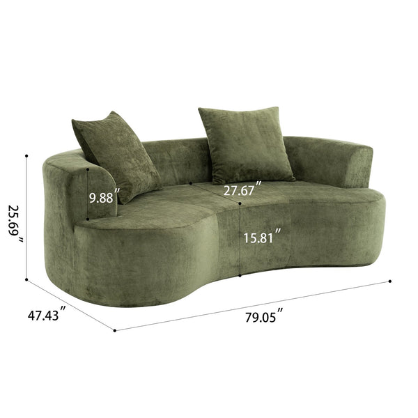 English Elm Moon modern sleeper sofa with extra-deep seat, sponge support & spring pack, green chenille comfort W2012P399193