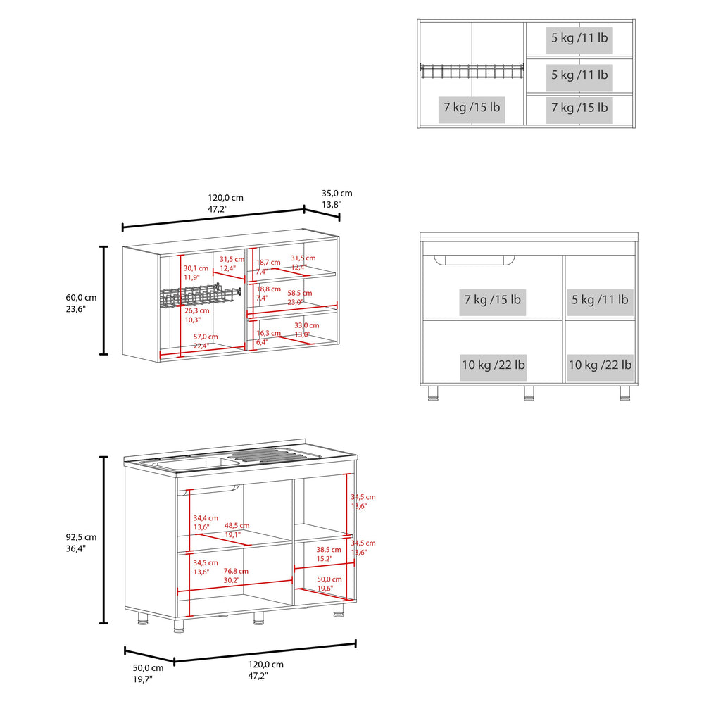 English Elm Cohoe Floor to Ceiling Kitchen Cabinet Set with Seven Doors and Eight Storage Shelves B097S00271