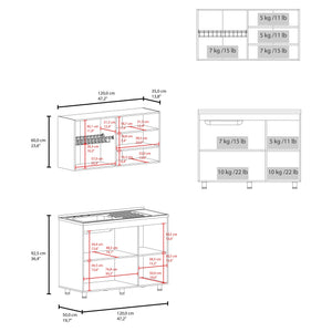 English Elm Cohoe Floor to Ceiling Kitchen Cabinet Set with Seven Doors and Eight Storage Shelves B097S00271