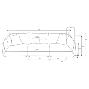 English Elm Tomasina Modern Barely Black 3-Piece Sofa with Plush Cushions, Padded Arms & Accent Pillows for Cozy Lounging and Stylish Modular Seating (115"W) B062S01276