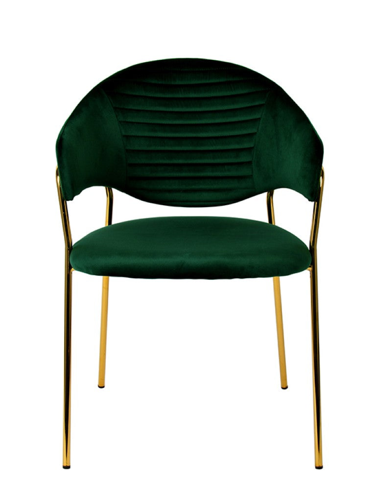 VIG Furniture Trevor Green Velvet Dining Chairs (Set Of 2) — Plush Channel Tufting, Gold Frame, Scratch-Resistant Pads VGFHFDC8022-GRN