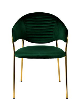 VIG Furniture Trevor Green Velvet Dining Chairs (Set Of 2) — Plush Channel Tufting, Gold Frame, Scratch-Resistant Pads VGFHFDC8022-GRN