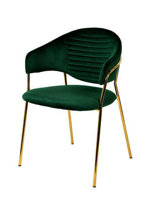 VIG Furniture Trevor Green Velvet Dining Chairs (Set Of 2) — Plush Channel Tufting, Gold Frame, Scratch-Resistant Pads VGFHFDC8022-GRN