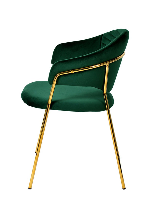 VIG Furniture Trevor Green Velvet Dining Chairs (Set Of 2) — Plush Channel Tufting, Gold Frame, Scratch-Resistant Pads VGFHFDC8022-GRN