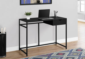 English Elm Computer Desk 42.25" L - Compact Modern Home Office Workstation with Drawer, Black Laminate Steel Frame B2710P219649