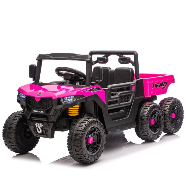 English Elm 24v 400w Six Wheel Kids Electric Dump Truck 4wd Remote Control Ride on Toy Pink W1578P353181