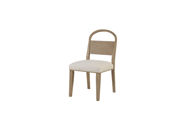 English Elm Wood Arch Back Chair with Cushioned White Sand Seat, Toffee Oak Finish, Elegant Transitional Design Beige 38.5 L x 20 W x 12 H B2699P373200