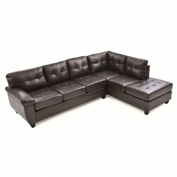 English Elm Gallant Upholstered Sectional Sofa with Reversible Chaise and Removable Backs Cappuccino B078S00119