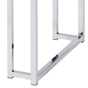 English Elm Natural Oak End Table With Chrome Sled Base – Modern Minimalist Design For Chic Living Spaces B062P189175