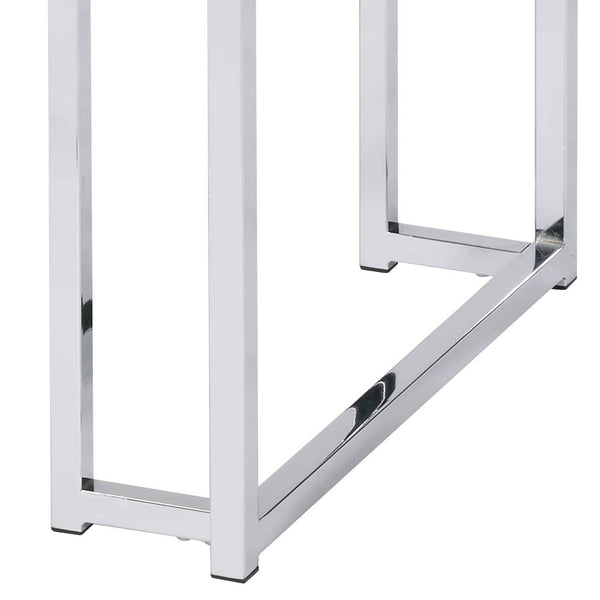 English Elm Natural Oak End Table With Chrome Sled Base – Modern Minimalist Design For Chic Living Spaces B062P189175