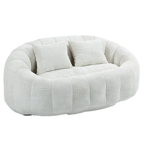 English Elm Bean Bean Bag Sofa High-Density Memory Foam Two-Seater Lounger High Back Chenille Cozy Support Beige W395P181433